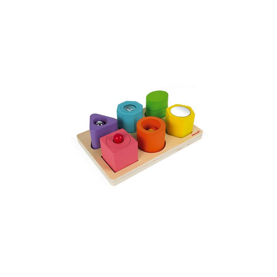 Puzzle 6 cubes sensoriels I wood Janod