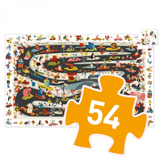 Puzzle observation Rallye automobile 54 pièces Djeco