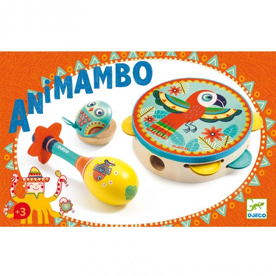 Animambo Set tambourin/maracas/castagnette