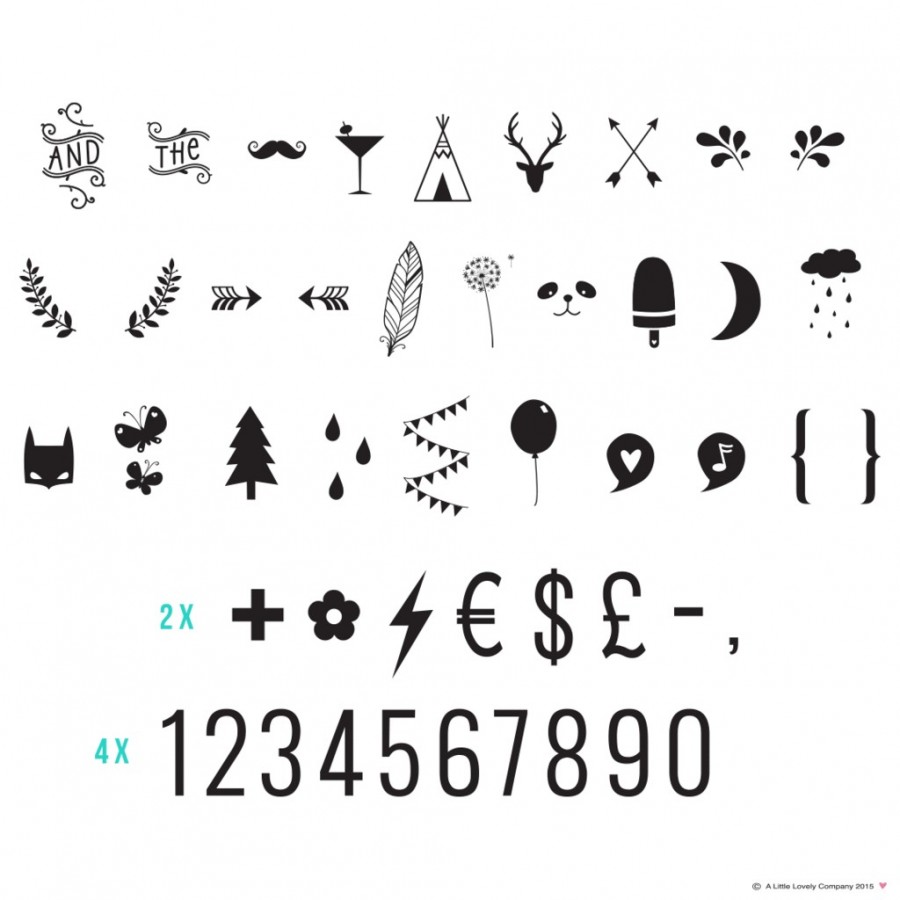 Set de symboles pour lightbox : Nombres et symboles
