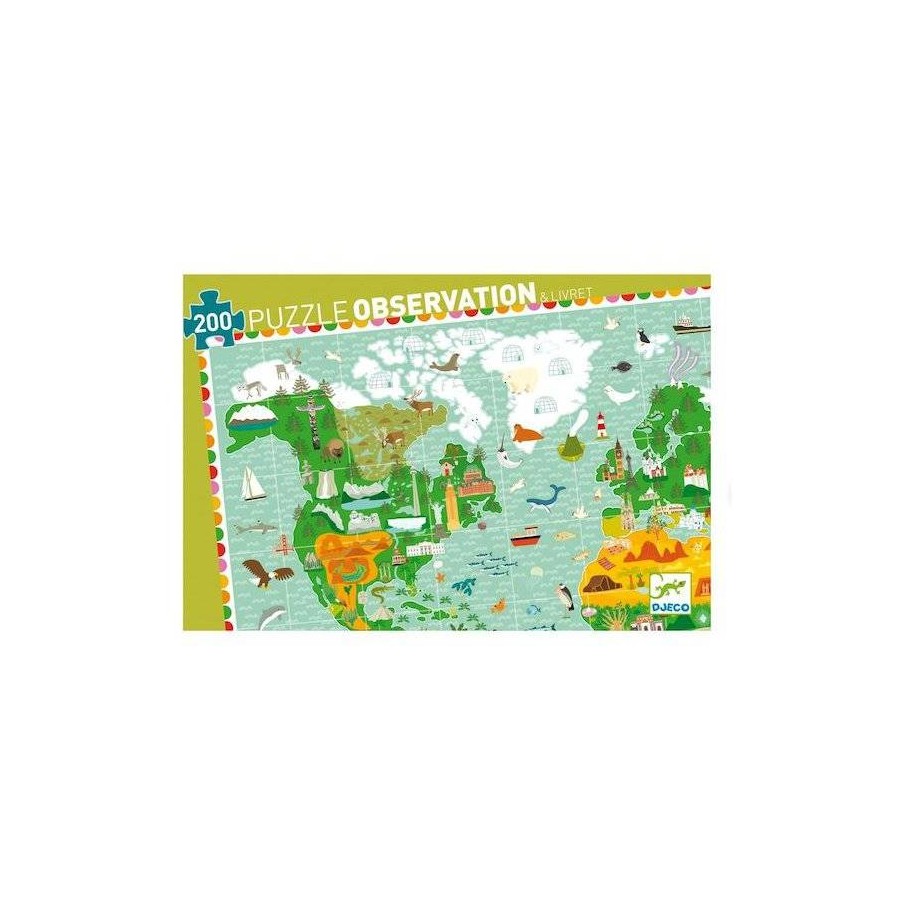 Puzzle observation tour du monde 200 pces Djeco